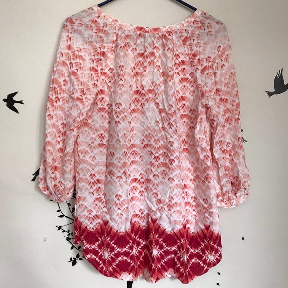 SONOMA red white tie dye print tunic top XS - Picture 2 of 8
